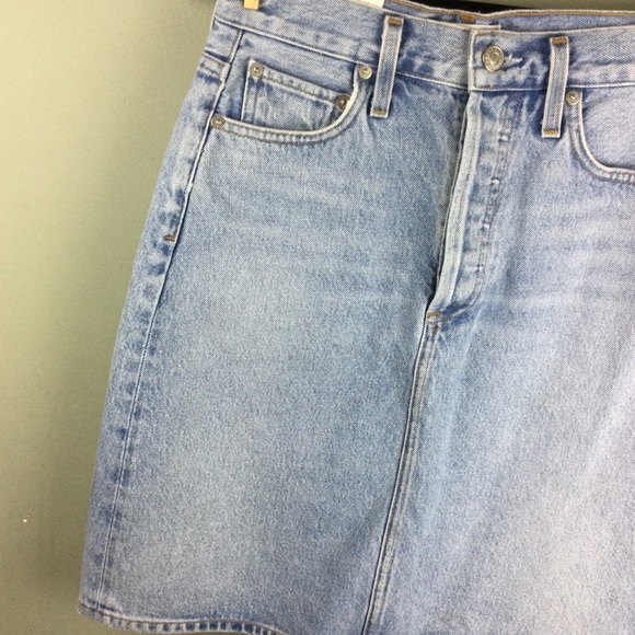 NWT Agolde Iris High Rise A-Line Prankster Wash Denim Mini Skirt Size 25 - Picture 5 of 12